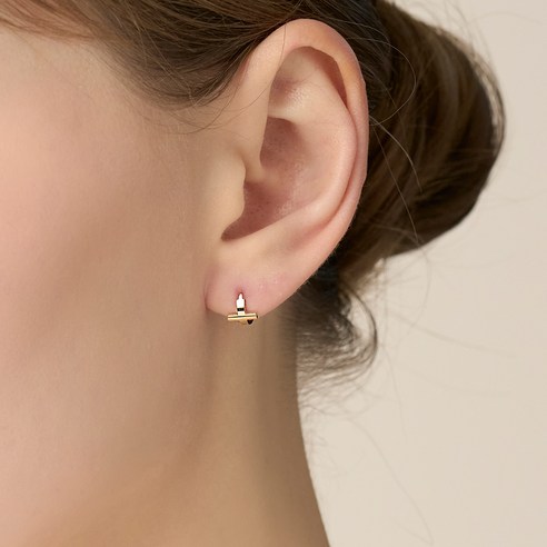 새미쥬얼리 여성용 14K 민자 십자가 원터치 귀걸이 소