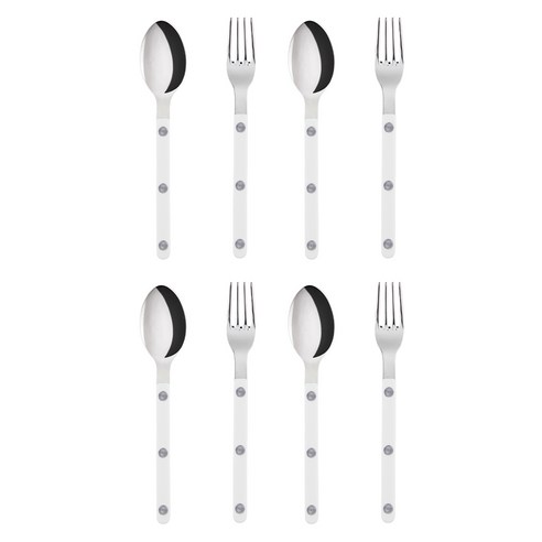 사브르 샤이니 커트러리 2종 x 4p 세트, 화이트, 1세트, 티 스푼 4p + 케이크 포크 4p