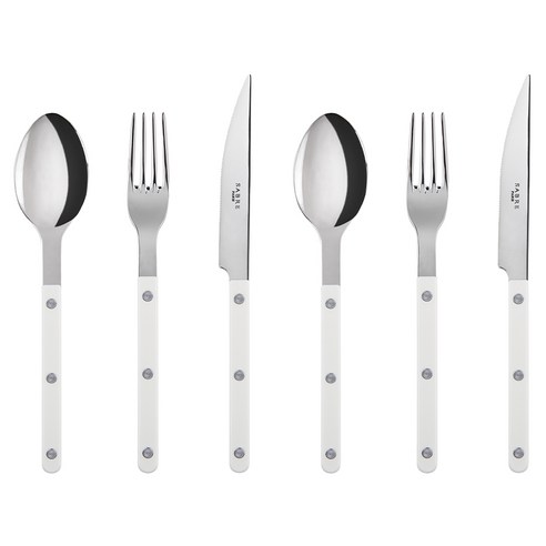 사브르 샤이니 양식 커트러리세트, 화이트, 디너 스푼 + 디너 포크 + 디너 나이프, 2세트
