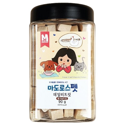 마도로스펫 반려동물 데일리 트릿 동결건조간식, 혼합맛(북어/치킨), 90g, 1개