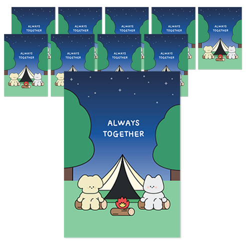 도나와 친구들 홀로그램 엽서 9 x 13 cm, 토미와 마몽이 늘 함께, 네이비(봉투), 10개