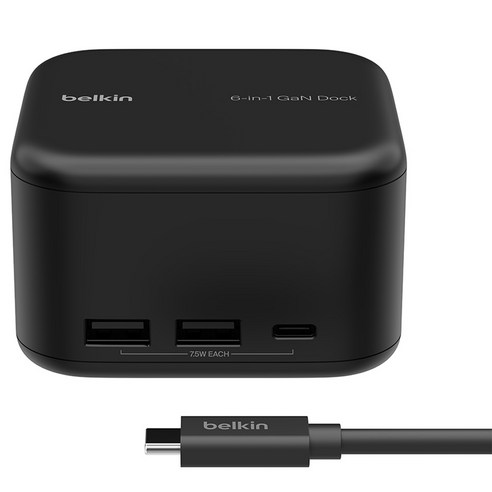 벨킨 USB C 6in1 코어 GaN 독 130W INC018qc, 블랙, 1개