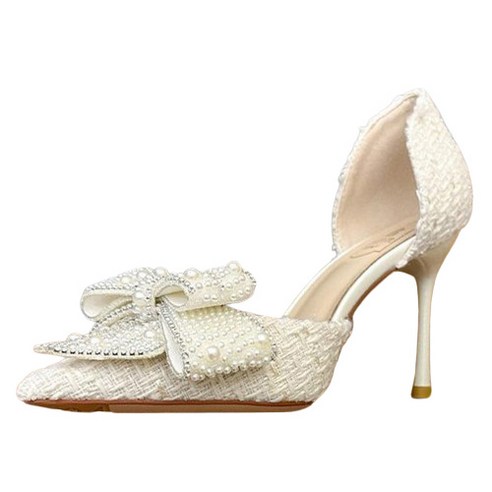 페이퍼먼츠 파티 웨딩 펄 리본 펌프스힐 6cm 01703 통굽웨딩슈즈