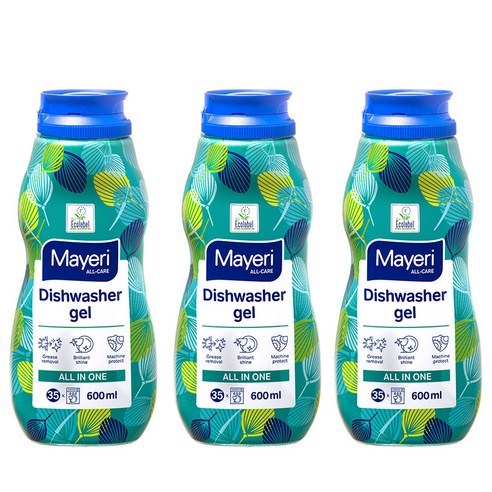 마이에리 올케어 식기 세척기 겔 세제 올인원, 600ml, 3개