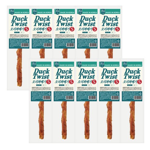 네츄럴이엑스 강아지 꽈배기 간식 S, 오리, 7g, 10개