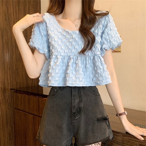 어썸풀 워프 크롭 블라우스 A24SMBL030815 핑크블라우스