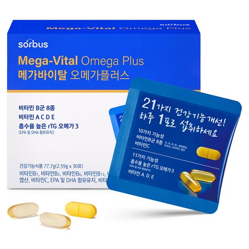 소버스 메가바이탈 오메가 플러스 30p, 30정, 1개