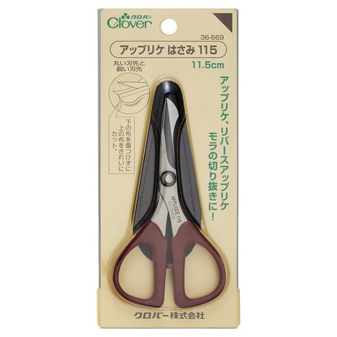 Clover 패치워크 수예용 가위 11.5cm 36-669, 1개, 혼합색상