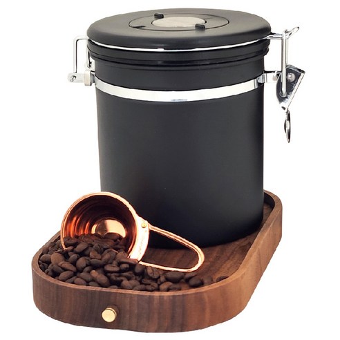 DHPO 베큠 씰 커피 캐니스터 중 450g, 블랙, 1개