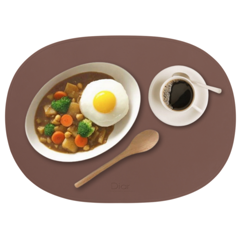 디아르 프리미엄 실리콘 오리지널 라이트 식탁 테이블 매트, 초코브라운, 42.5 x 31 cm, 1개