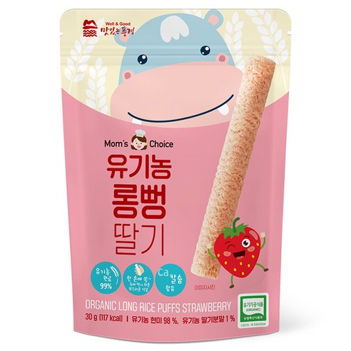 맛있는풍경 유기농 롱뻥, 딸기맛, 30g, 1개