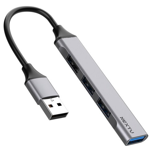 넥스트유 4포트 유볼그 USB 3.0 멀티포트 USB 허브 744UH, 혼합색상