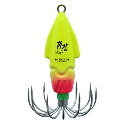 니켄 씨타임 쭈팡 에자 두족류 쭈꾸미 갑오징어 문어 18호, 야광 옐로우 + 핑크, 70g, 1개