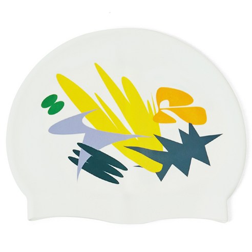 FLOW 실리콘 작가 콜라보 자체디자인 스위밍캡, funkyswing white, 1개