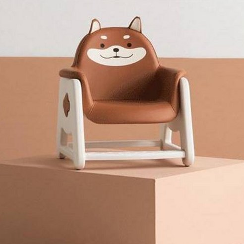 리바트 아동용 뚜뚜 높이조절 의자 시바견 방문설치, 브라운