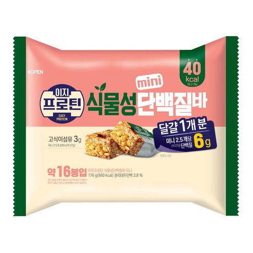 이지프로틴 식물성 미니 단백질바, 2개, 176g