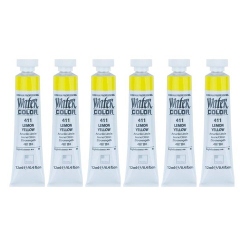 신한화구 전문가 수채화물감 411 레몬 옐로 6개입, 12ml, 1색