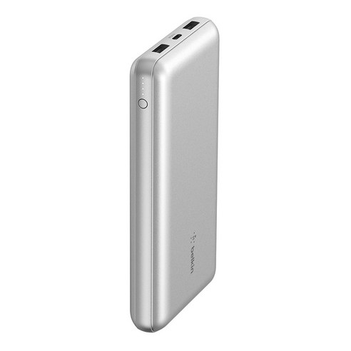 벨킨 BoostCharge 3포트 동시 충전 고속 충전 아이폰 갤럭시용 보조배터리 15W, BPB012btSL, 실버