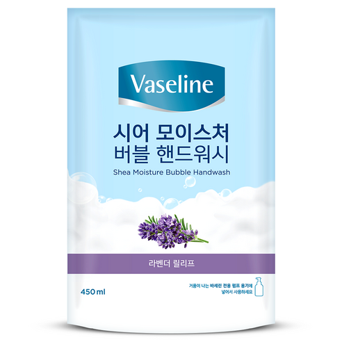 바세린 시어 모이스처 버블 핸드워시 라벤더향 리필, 450ml, 3개