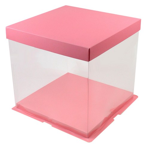 아이엔피 사각 포장상자 4호 260 x 260 x 250 mm, 핑크 + 투명(상자), 3개