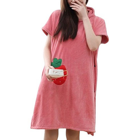 데이소이 상큼 후르츠 샤워 가운 90 x 180 cm, 딸기 핑크, 1개