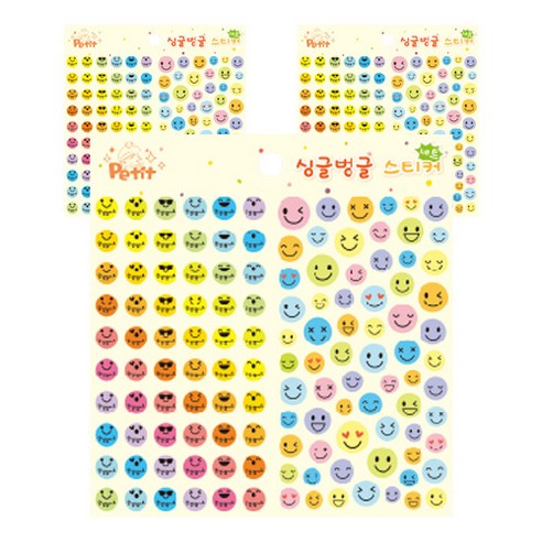 쁘띠팬시 디자인 싱글벙글 칭찬 이모티콘 스티커 DA5268, 혼합색상, 3개