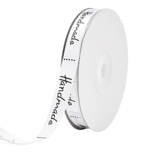 아이엔피 폴리에스터 핸드메이드 레터링 리본 10mm, 화이트, 1개, 22m