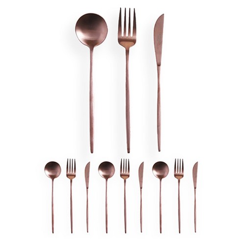 마리포사 커트러리 디저트 3종 x 4p 세트, 로즈골드, 디저트스푼 4p + 디저트포크 4p + 디저트나이프 4p