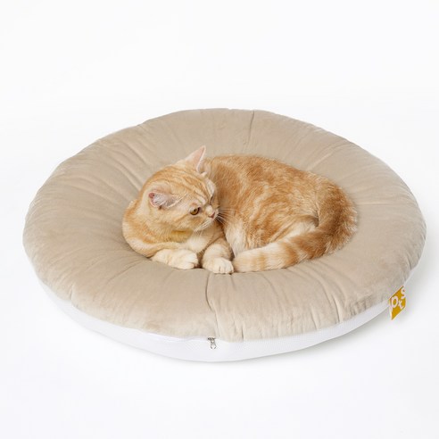페스텝 고양이 극세사 꾹꾹이 방석 도넛형, 베이지, 1개