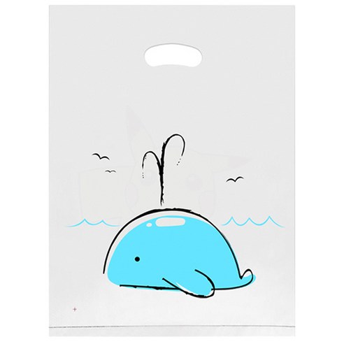 마켓감성 귀여운 캐릭터 비닐 봉투, 고래, 50개