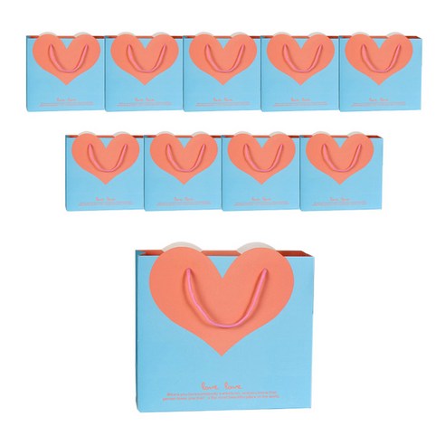 윰스 하트 포장 선물 쇼핑백, 블루, M, 10개