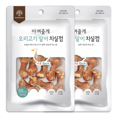 아껴줄게 오리고기 말이 치실껌 강아지 간식, 56g, 2개