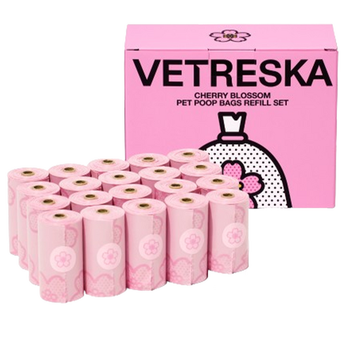 모몽 VETRESKA 강아지 풉백 배변봉투 리필, 핑크(벚꽃), 20개, 20개