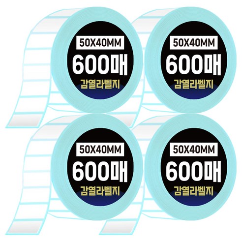 다다 그린카피 바코드 감열 라벨지 50 x 40 mm 600매, 4개