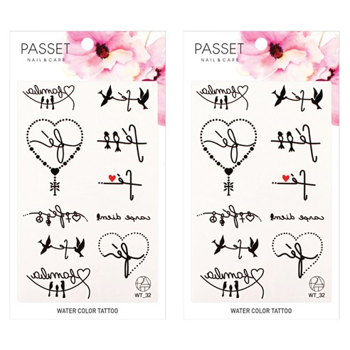 파셋 수채화 타투 스티커, 2개, WT32