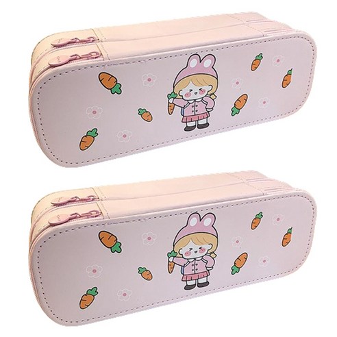 마켓감성 더블레이어 필통, 당근소녀, 2개