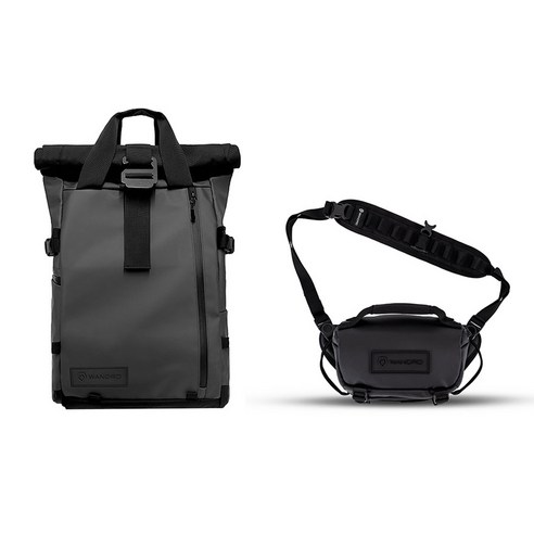 원더드 All-New PRVKE 백팩 21L + ROGUE 슬링백 3L 세트, 블랙, 1개