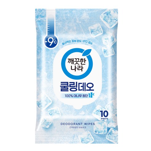 깨끗한나라 페퍼민트 쿨링 휴대용 데오티슈 10p, 66g, 1개