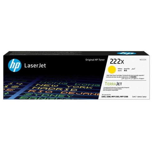 HP 정품 No.222X 대용량 토너 W2222X, 1개, 노랑