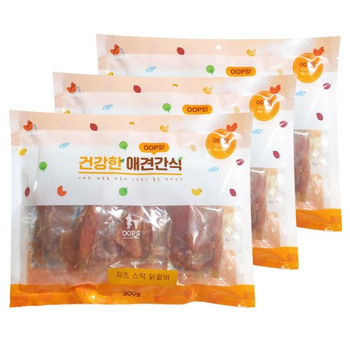 웁스 건강한 애견간식, 치즈스틱닭갈비, 300g, 3개