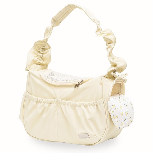 펫츠랜드 반려동물 앨리스 슬링백 + 이너쿠션 세트, 버터크림, 1세트 
펫티켓 산책용품