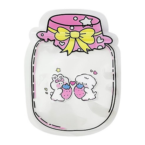 마켓감성 유리병모양 소품 포장백, 분홍색, 50개