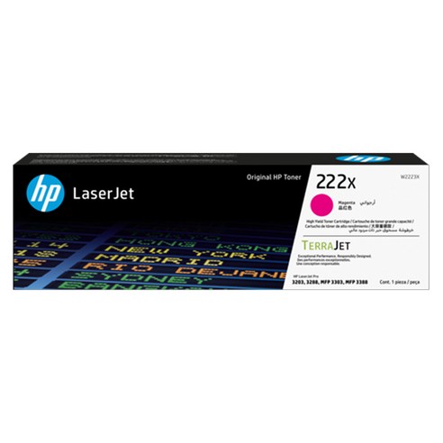 HP 정품 No.222X 대용량 토너 W2223X, 1개, 빨강