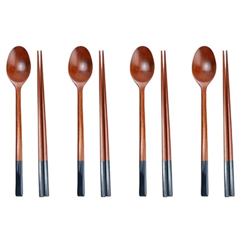 인현공방 옻칠 나무 수저 4벌 세트, 네이비, 숟가락 4p + 젓가락 4p, 1세트