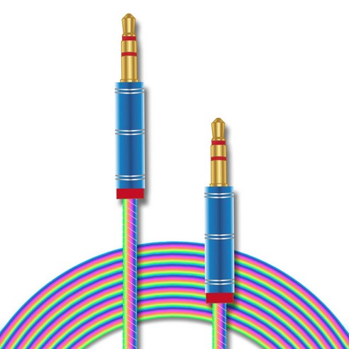 칼론 무지개 패브릭 AUX 스테레오 케이블, APC-A21, 블루, 1개