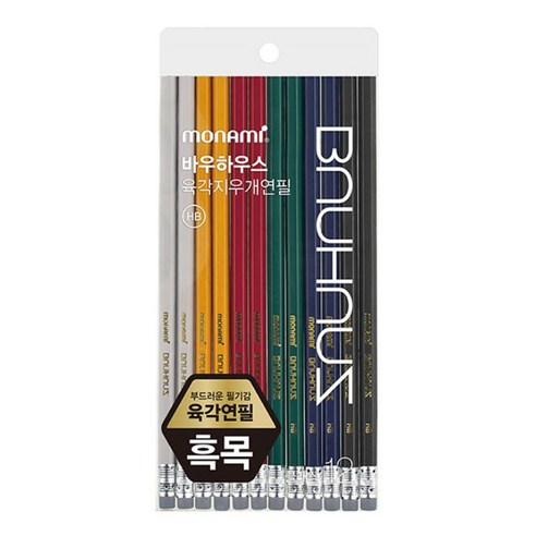 모나미 바우하우스 클래식 육각지우개 연필 6종 x 2p 세트 B, 혼합색상, 1세트