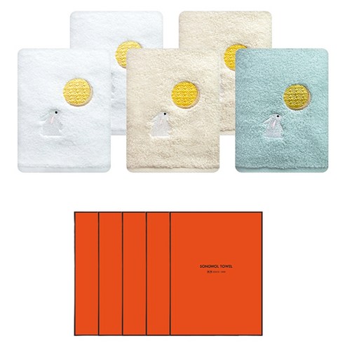 송월타올 달토끼 세면타올 130g + 케이스 세트, 랜덤발송(타올), 5세트