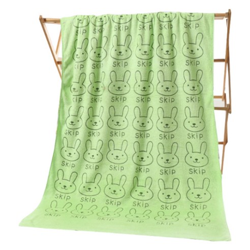 소니오 래빗앤베어 극세사 바스 비치타월 70 x 140 cm, 01 그린래빗, 1개