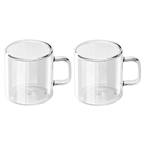 칼딘 홈카페 더블월 컬러풀 머그 유리컵 400ml, 클리어, 2개
