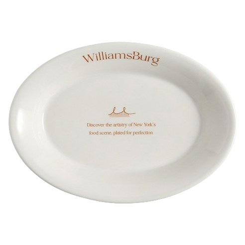 뉴욕 WilliamsBurg 레터링 도자기 타원볼 26cm, 브라운, 1개